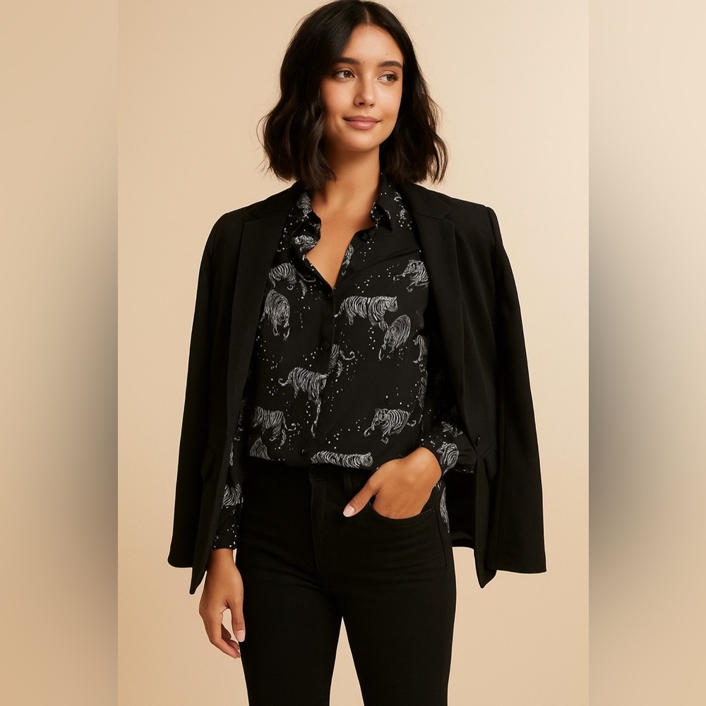 David Lerner Tiger Print Blouse